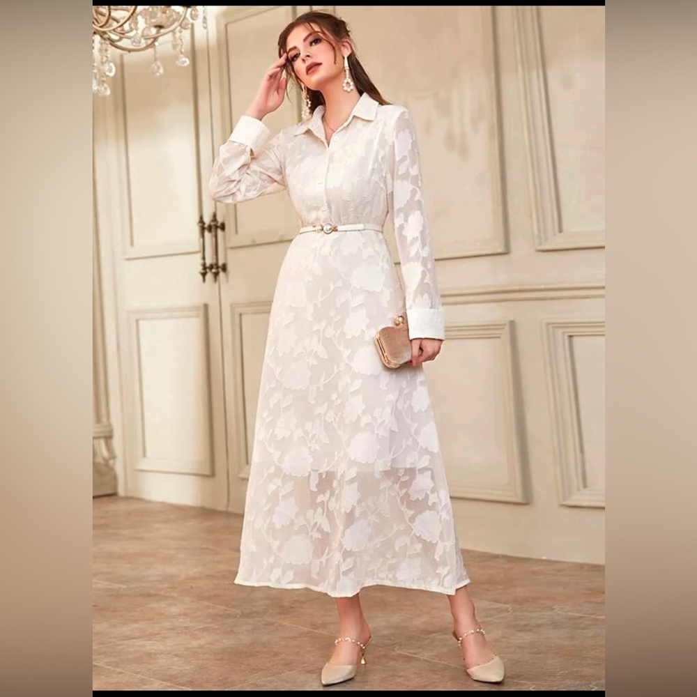 Cream Shirt Dress- Women Classic dress